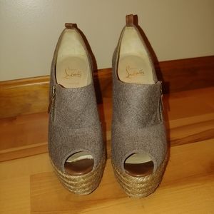 Christian Louboutin Grey Espadrille Wedge
